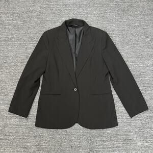 Norma Kamali Blazer Women 18 Plus Black Jacket Office Career Formal Classic